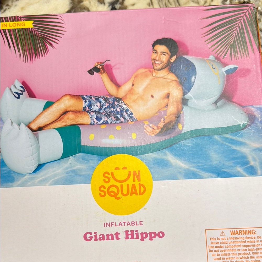 Sun Squad Inflatable Giant Hippo Pool Float